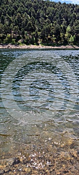 Engolasters lake, calm water moved by the wind