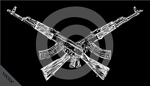 Engrave isolated Kalashnikov illustration sketch