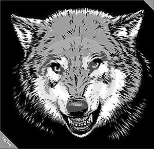 Engrave isolated wolf vector illustration sketch