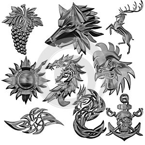 Engraved fantasy emblems