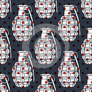 Engraved granade in vintage style