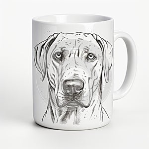 Engraved Great Dane Coffee Mug - Realistic Portrait Drawing