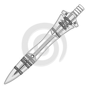 Engraved style vector illustration of a holy longinus lance