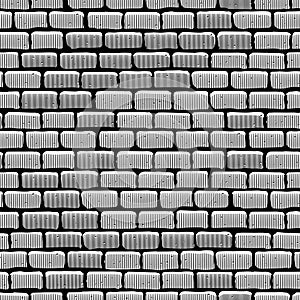 Engraved vintage drawing of brick wall seamless pattern background