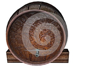 Engraved Wooden Wine Cask