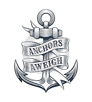 Engraving anchor with banner photo
