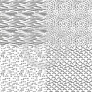 Engraving hand drawn pattern collection Vector illustration.