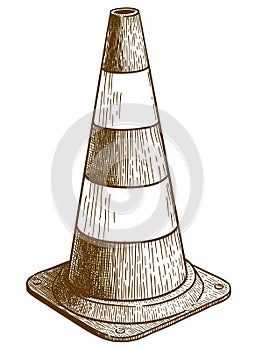 Engraving  illustration of traffic cone