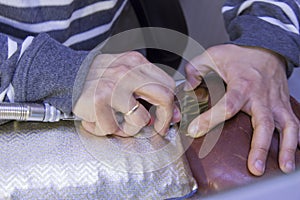 Engraving on a metal plate