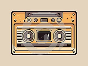 Engraving retro vintage woodcut modern style music audio cassette tape. Can be used like logo or icon. Graphic Art Vector