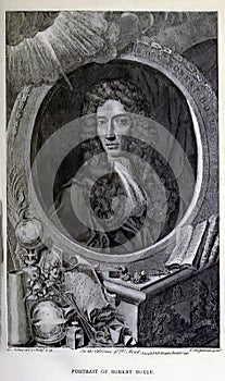 Engraving of Robert Boyle (1627-1691) Anglo-Irish chemist and physicist photo
