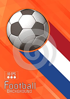 Engraving soccer ball graphic layout on orange