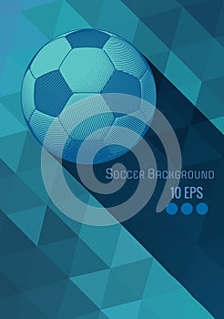Engraving soccer ball illustration with triangle BG