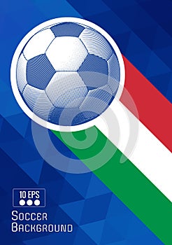 Engraving soccer ball illustration with triangle stripe BG