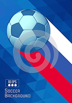 Engraving soccer ball illustration with triangle stripe BG