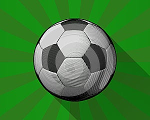 Engraving soccer ball on shining grenn BG