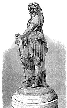 Engraving of Vercingetorix, Gallic king and chieftain of the Arverni tribe