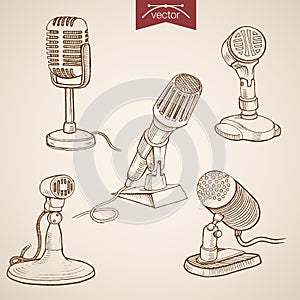 Engraving vintage hand drawn vector recording micr photo