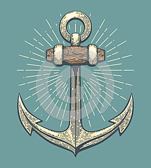 Engraving vintage ship anchor
