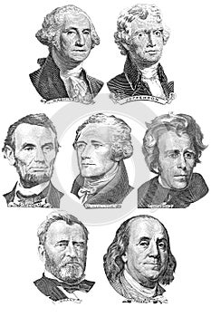 Engravings of portraits of seven presidents photo