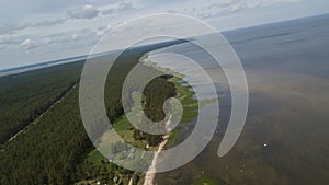 Engure Latvia Aerial view of countryside drone top view