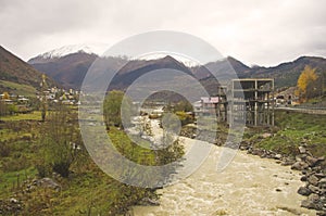 Enguri river banks, Mestia, Georgia