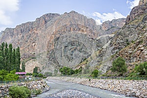 Enguzek kapi castle with tortum creek in Uzundere, Erzurum, Turkey