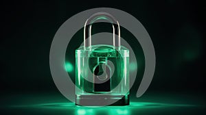 Enhance online security with a glowing cybersecurity lock protecting digital data