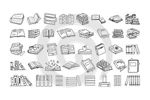 Books Bundle with Library and Reading Elements for Book Lovers Education and Learning Design