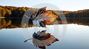 Autumn Leaf Reflection for Serene Fall Imagery