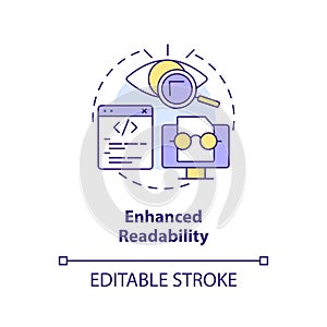 Enhanced code readability concept icon