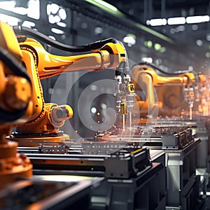 Enhanced precision and efficiency with robotic manufacturing arm Cutting-edge robot technology revolutionizing factory production