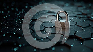 Enhanced security, a closeup view of lock on dark surface, emphasizing protection and privacy