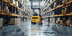 Enhanced Warehouse Organization: AI and Robotics-Powered Automated Forklift Shrinks Arrangement photo