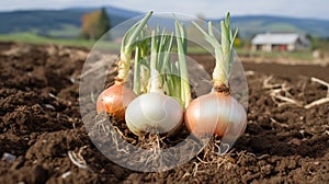 Enhancing onion cultivation techniques for abundant harvest in a productive farm garden