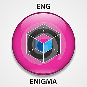 Enigma Coin cryptocurrency blockchain icon. Virtual electronic, internet money or cryptocoin symbol, logo photo