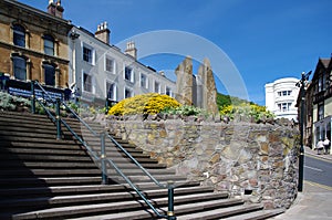 Enigma Fountain and steps in Great Malvern.