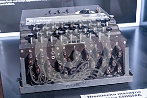 Enigma Machine, Used to decode enemy messages during WWII, Bletchley Park, Milton Keynes, Britain. Poland, Warsaw - July