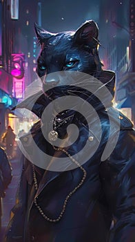 he enigmatic panther, clad