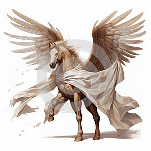 Enigmatic Pegasus: A Digital Painting Of A Winged Horse In Angelcore Style