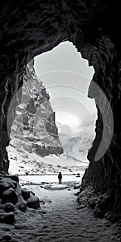 Enigmatic Portraits: A Man\'s Journey Into The Snowy Cave