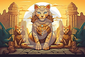 Enigmatic sphinxes posing riddles to test the minds of adventurers - Generative AI