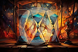 Enigmatic time-warping hourglasses in Fantasy - Generative AI