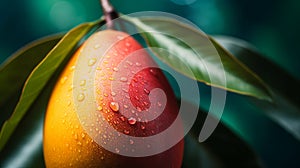 Enigmatic Tropics: Dreamlike Image Of Mango With Water Drops