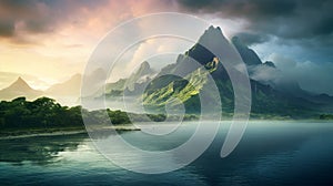 Enigmatic Tropics: Hd Landscape Wallpaper In The Style Of Max Rive