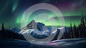 Enigmatic Twilight: Iridescent Auroras Embrace Solitary Mountain