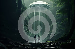 Enigmatic UFO Encounter in Misty Forest