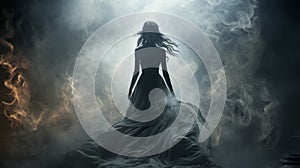 Enigmatic Woman: A Mythology-inspired Silhouette Emerging From Smoke photo
