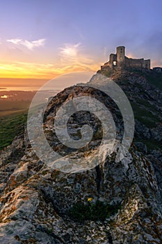 Enisala fortress at sunset, Dobrogea