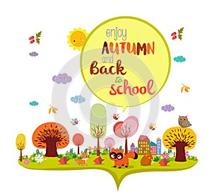 Enjoy autumn and back to school. autumn banner background